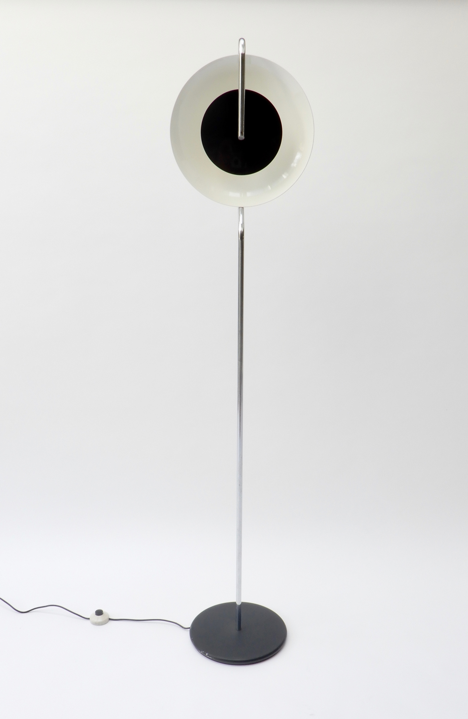 Sold - Floor Lamp with Black and White Metal Shade