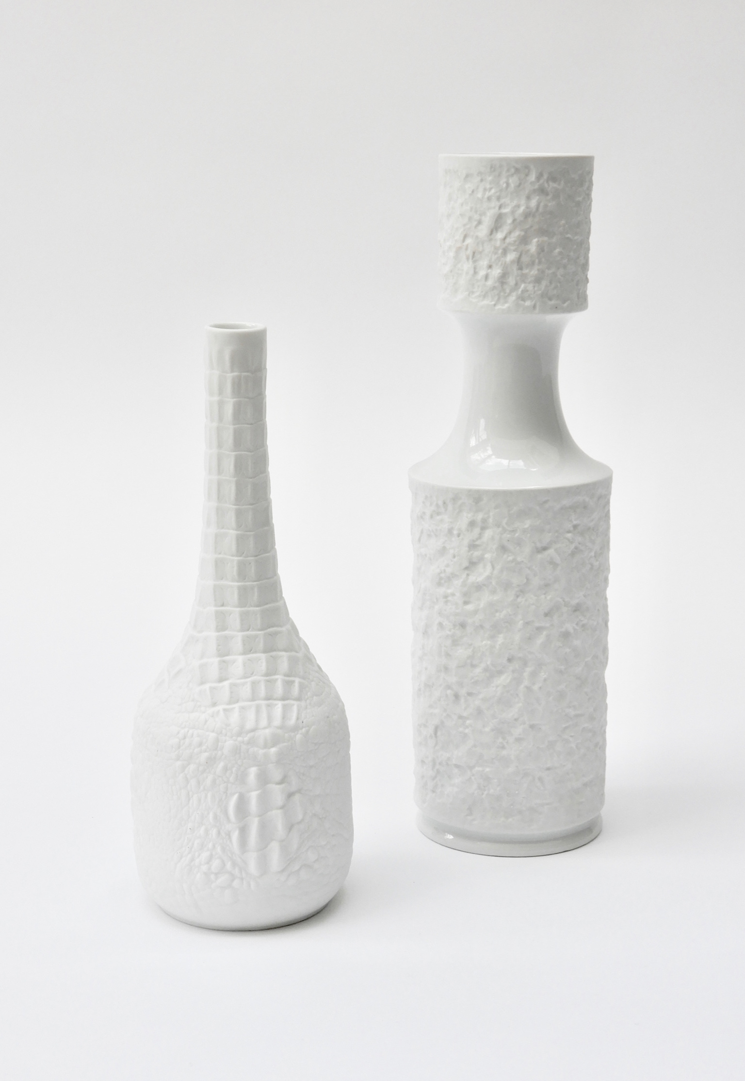 Sold - Set of Two German White Ceramic Vases