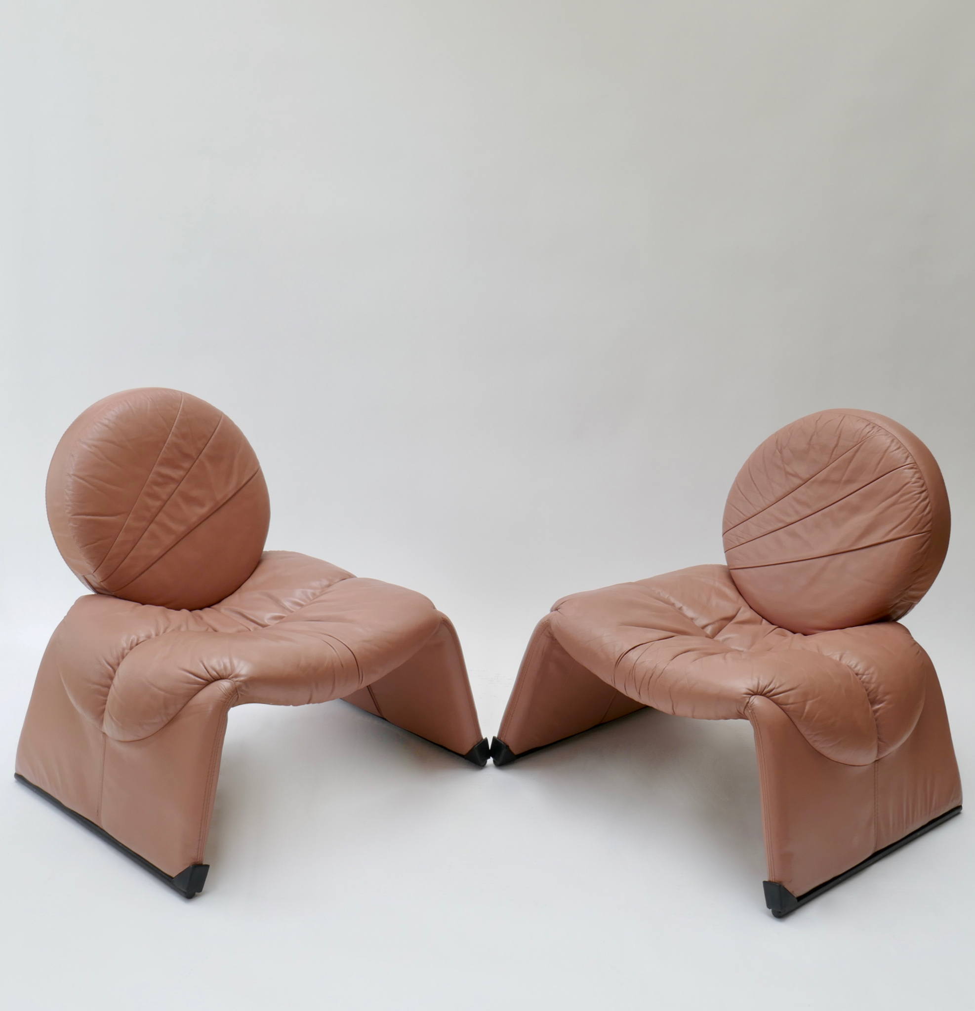 Sold - Pink Leather lounge Chairs