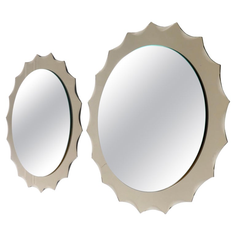 Sold - Pair of 2 Antonio Lupi Mid-Century Italian Sun Shaped Mirrors, 1960s