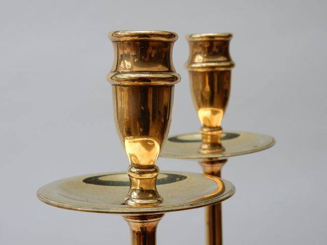 Sold - Faux Bamboo Brass Candlesticks