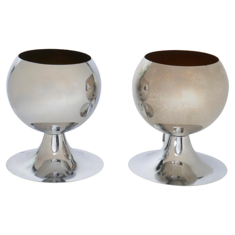 Sold - Pair of Space Age Chrome Globe Table Lamps, Italy, 1970s