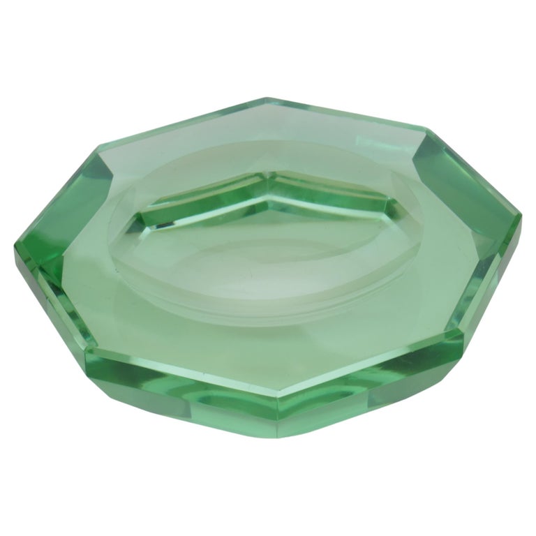 Octagonal Green Centrepiece / Vide Poche by Fontana Arte, Italy, 1950s