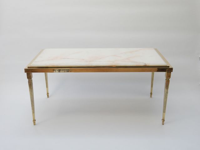 Sold - Brass and Marble Coffee Table