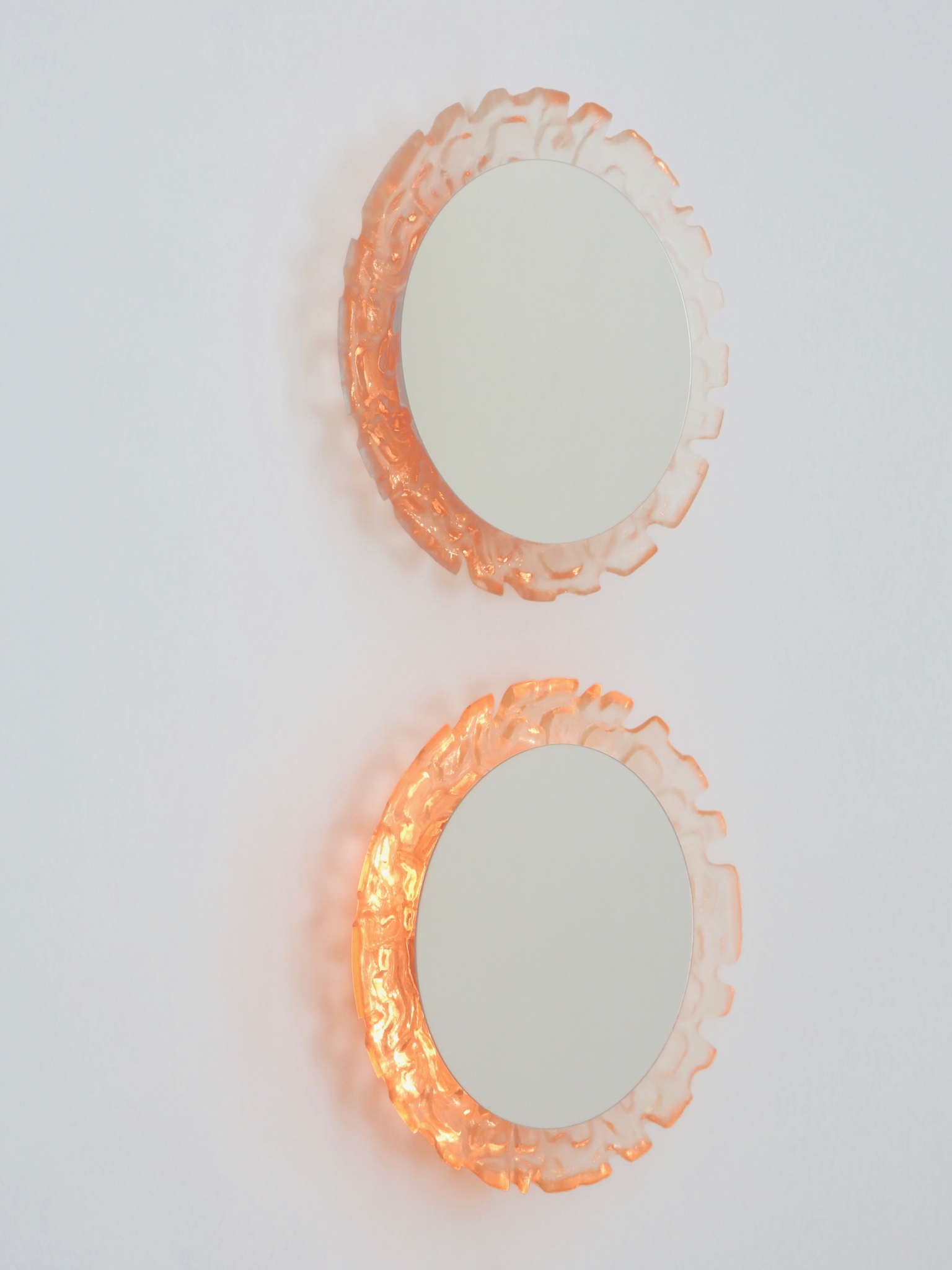 Sold - Illuminated Lucite Mirror Pair