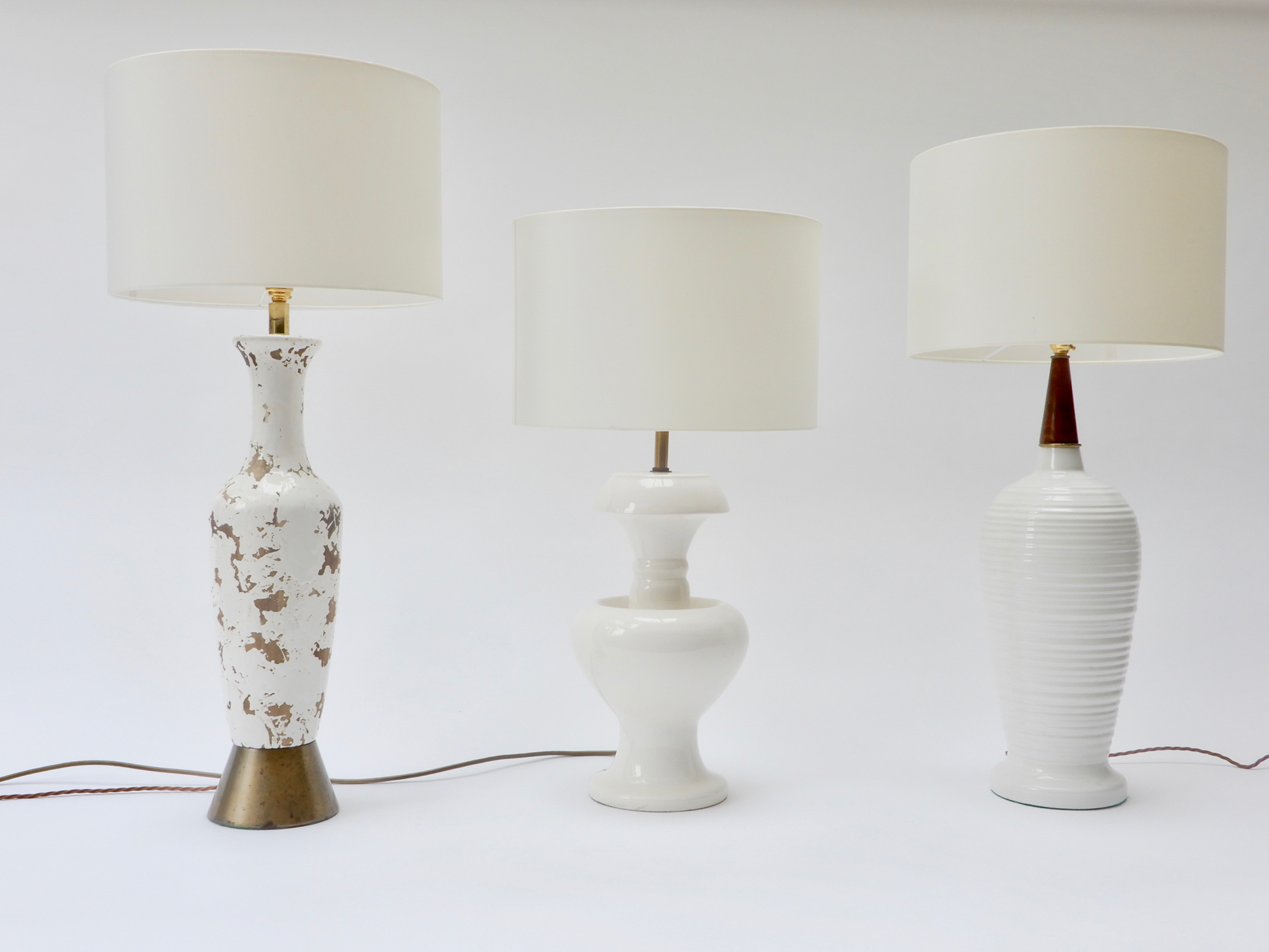 Set of 3 White Table Lamps