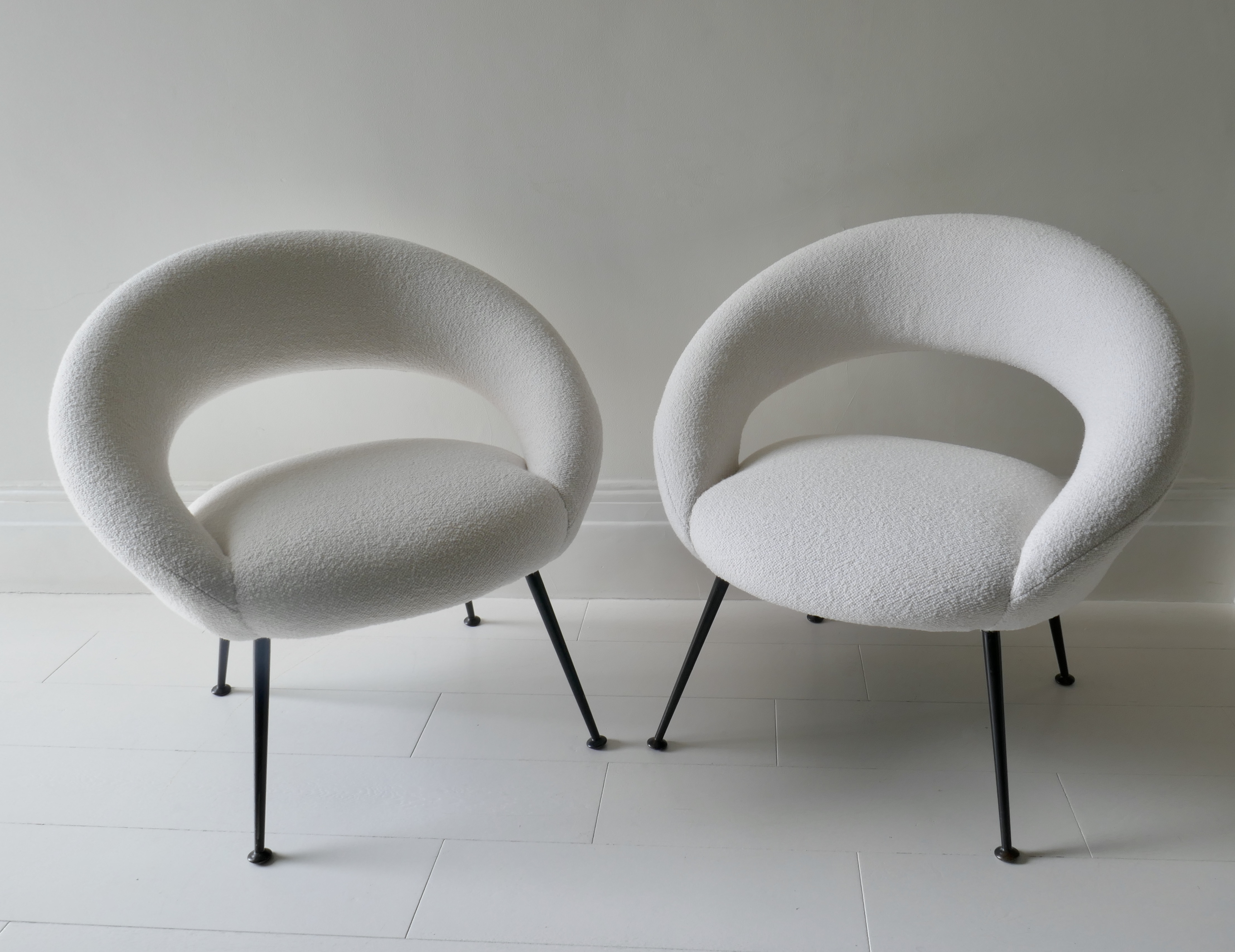 Sold - Pair of White Lounge Chairs