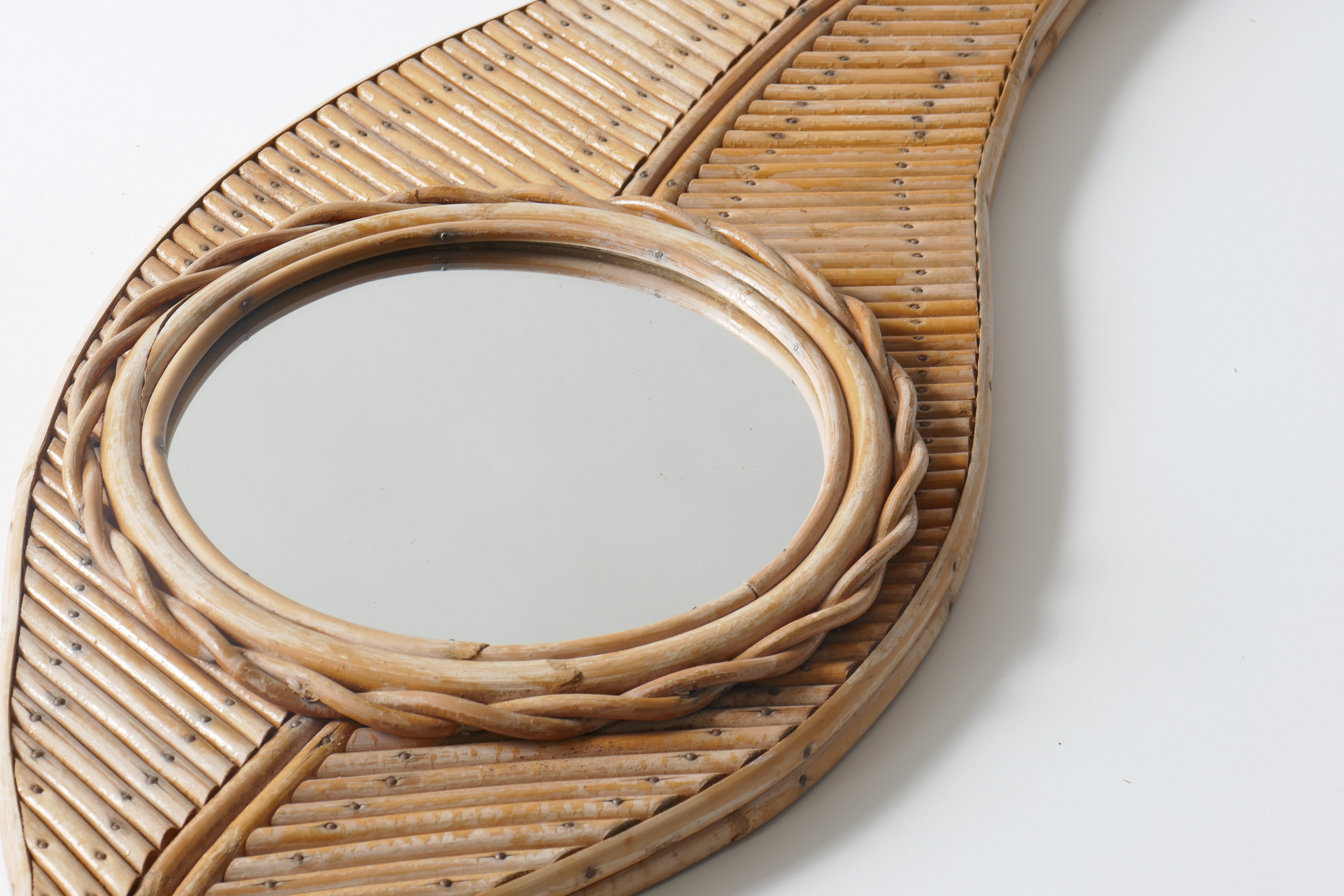 Sold - Leaf Shaped Rattan Mirror