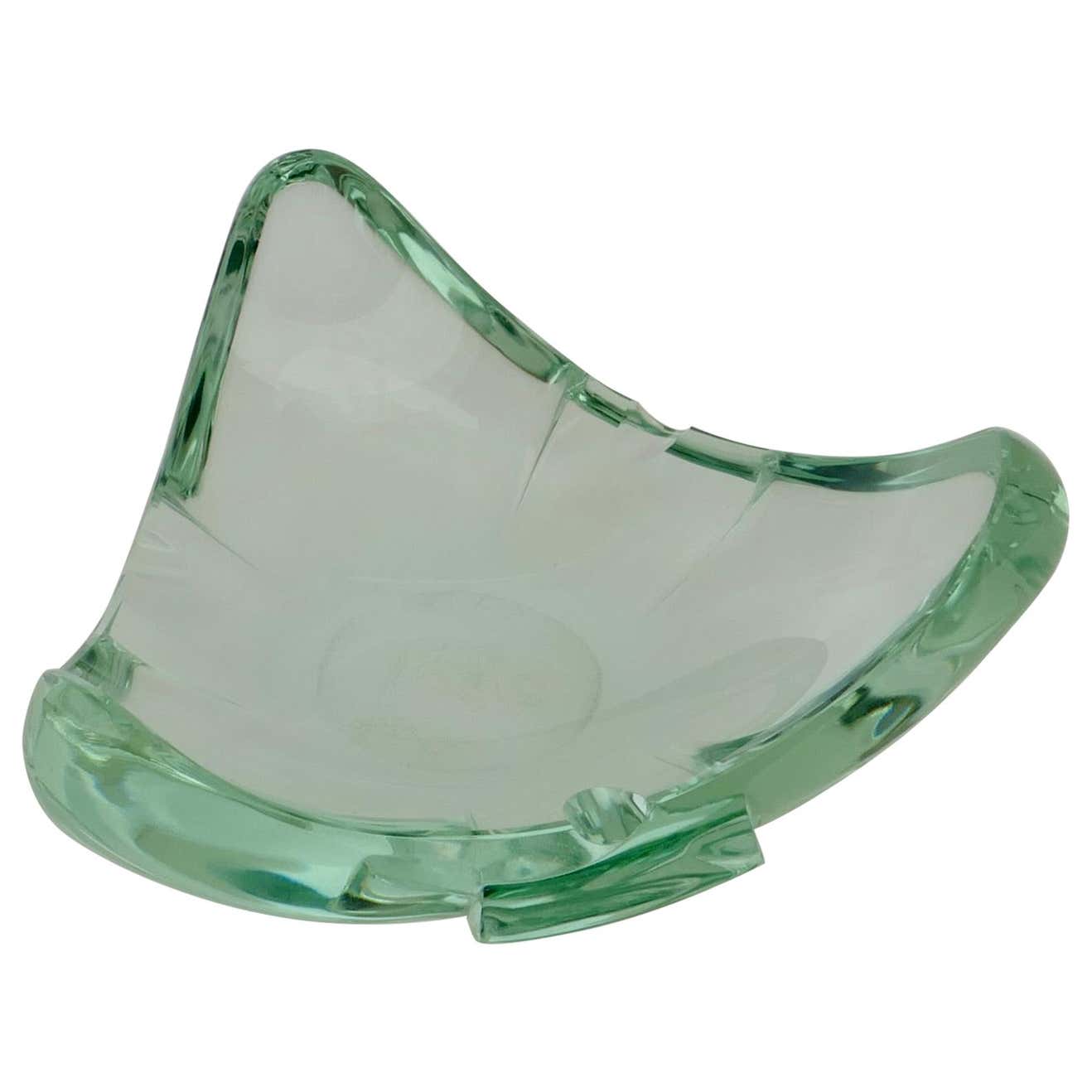 Sold - Beveled Glass Ashtray or Vide Poche, Italy 1960s, Attributed to Fontana Arte