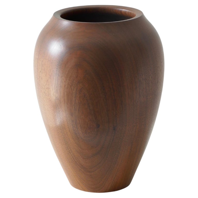 Sold - Turned Wood Vase in walnut, English, Late 20th Century