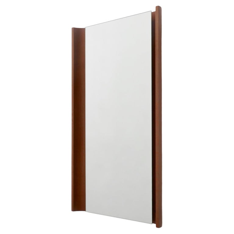 Sold - Rectangular Mirror Framed by Curved Wood Mount, Italy 1960s