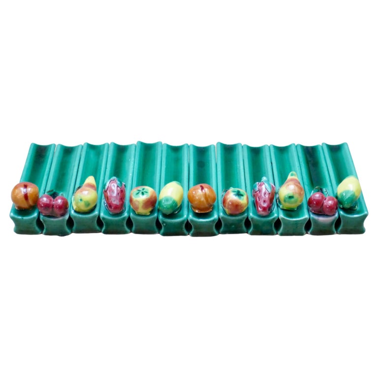 Set of Twelve Majolica Vegetables Knife Rests Vallauris, circa 1950