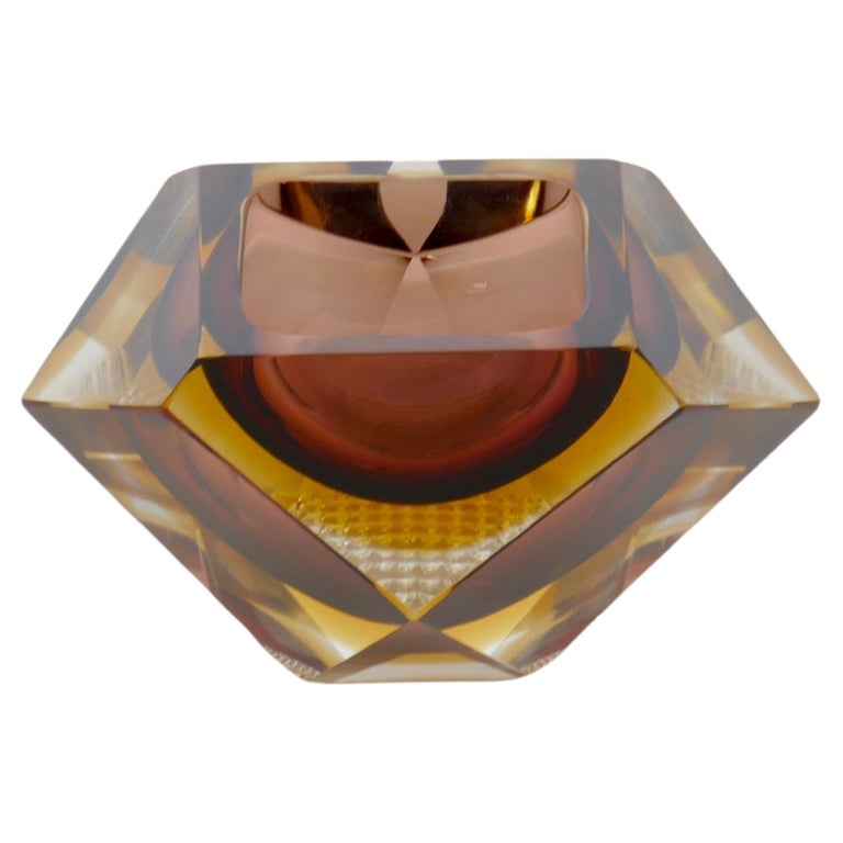 Sold -  Flavio Poli Multifaceted Murano Sommerso Ashtray or Vide Poche, Italy 1960s