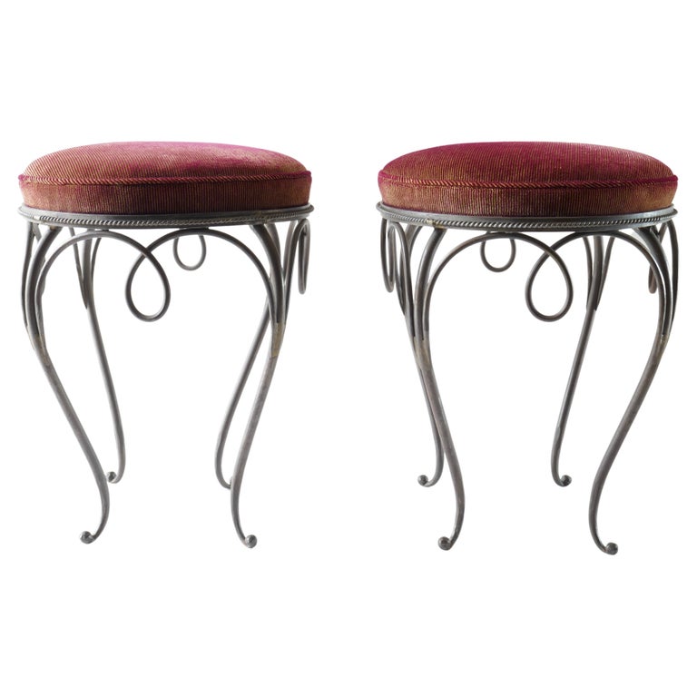 Pair of  French Iron Stools, 1940s 