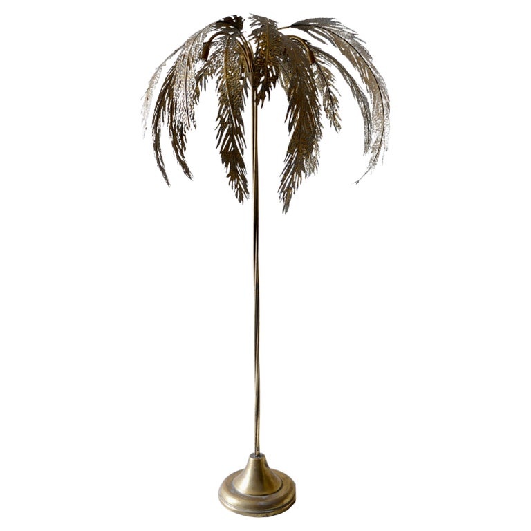 Sold - Mid-Century Modern Gilt, Metal Palm Tree Floor Lamp, France